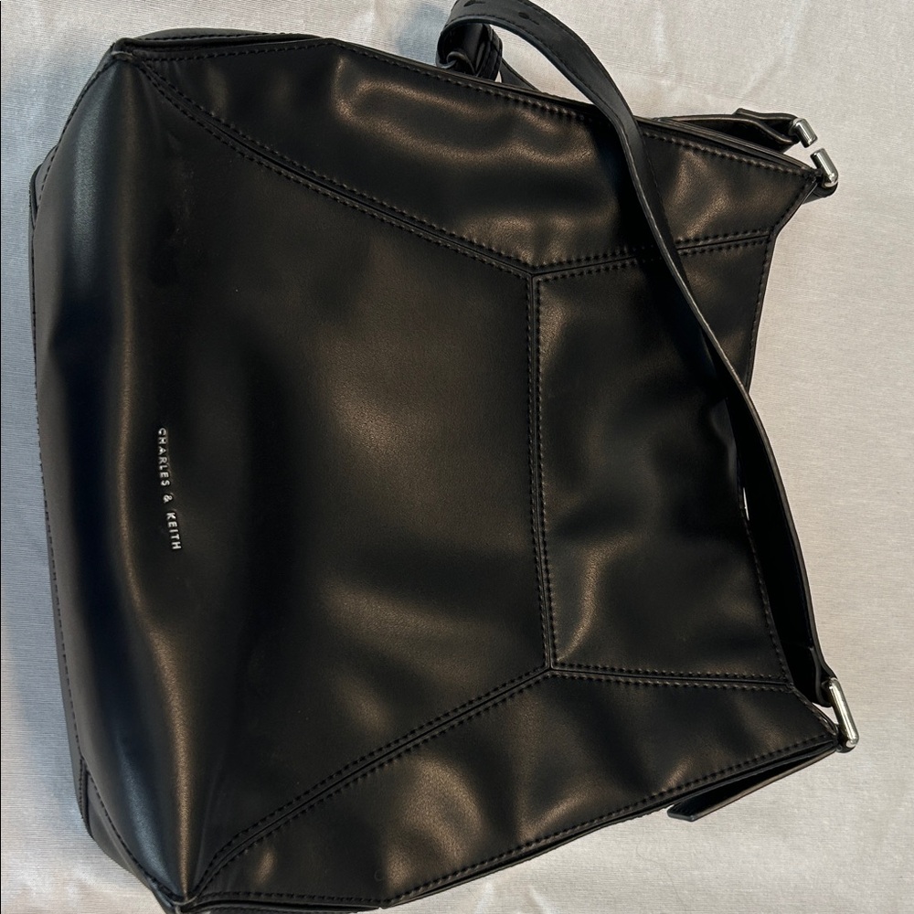 Charles & Keith Sleek Black Messenger Bag